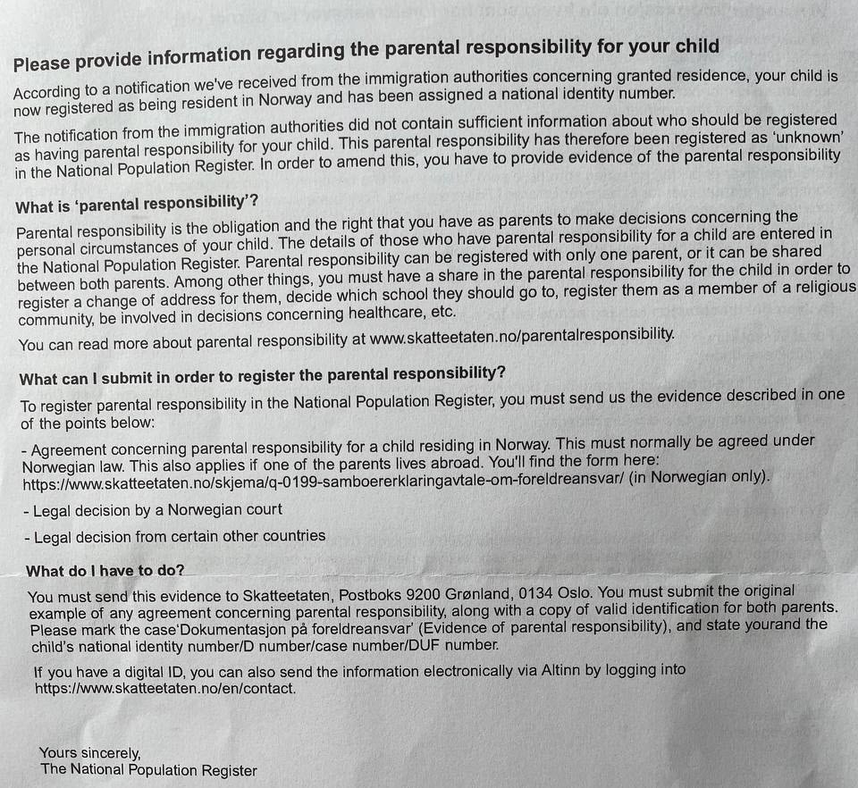 Avtale om foreldreansvar